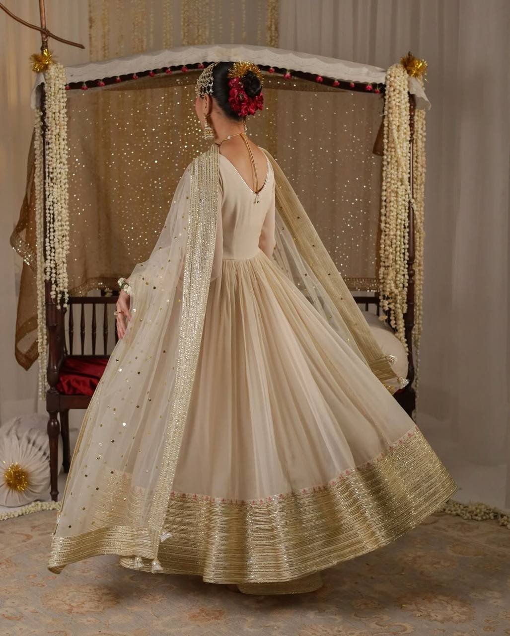White Embroidered Anarkali Suit