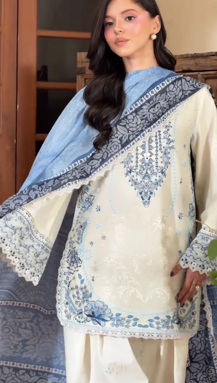 White Embroidered Satin Farshi Palazzo Set