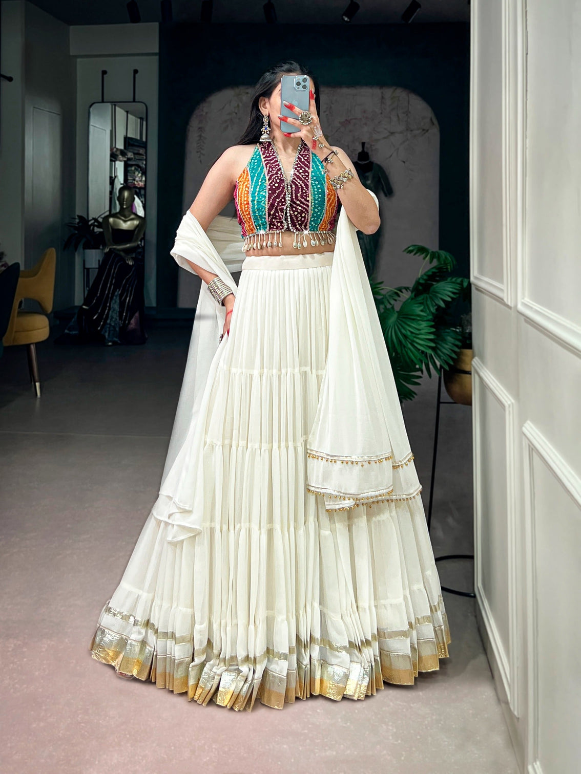 White Flair Lehenga Choli with Blouse