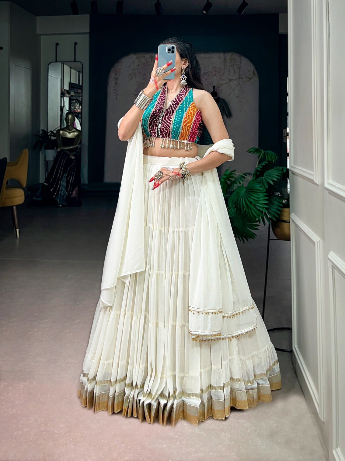 White Flair Lehenga Choli with Blouse