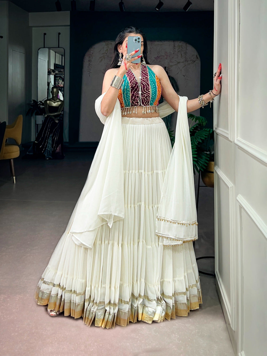 White Flair Lehenga Choli with Blouse