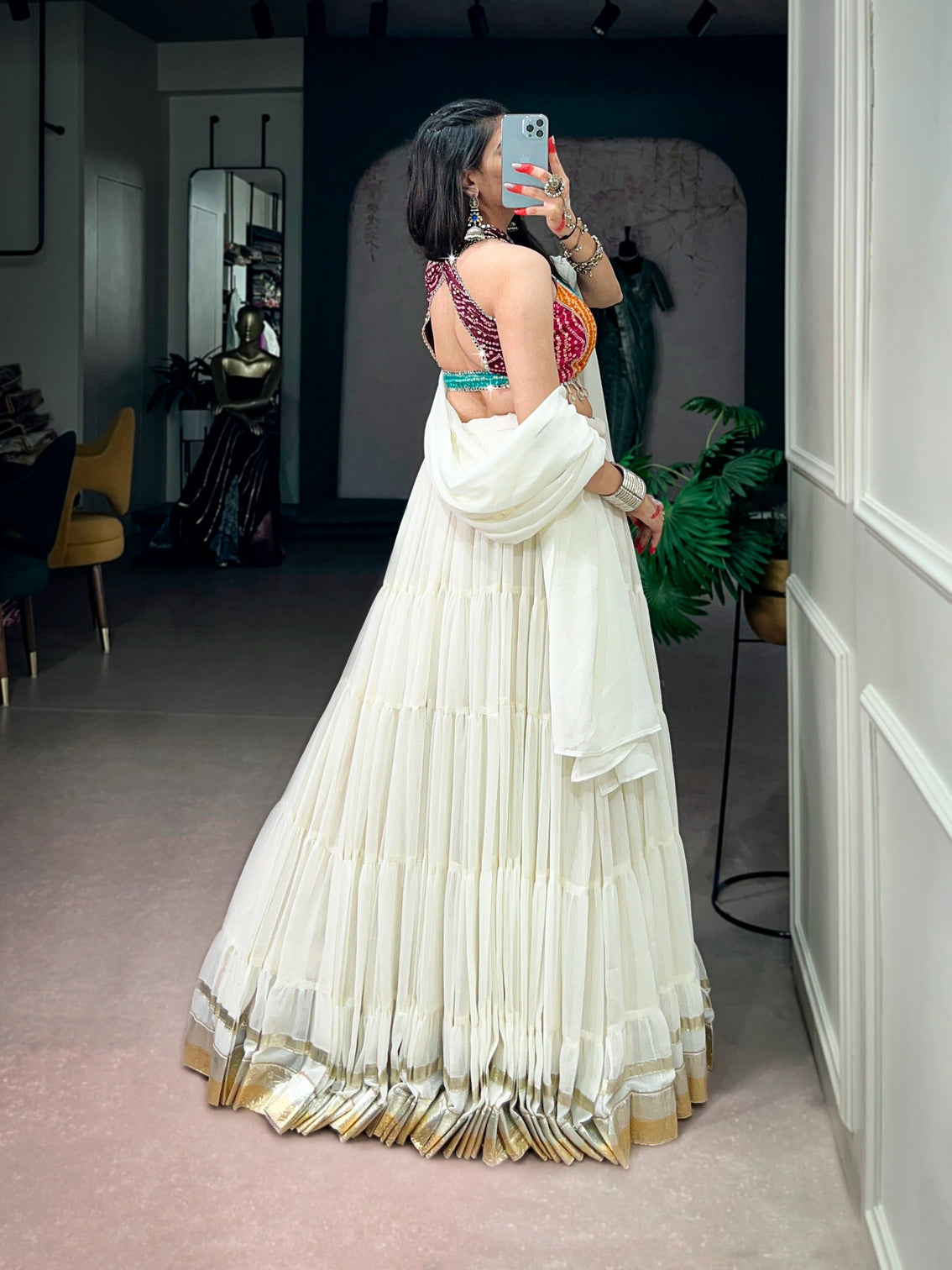 White Flair Lehenga Choli with Blouse