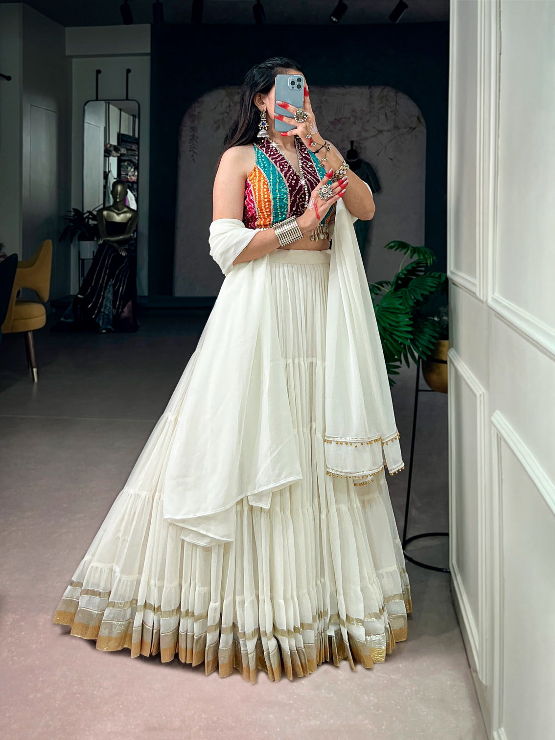 White Flair Lehenga Choli with Blouse