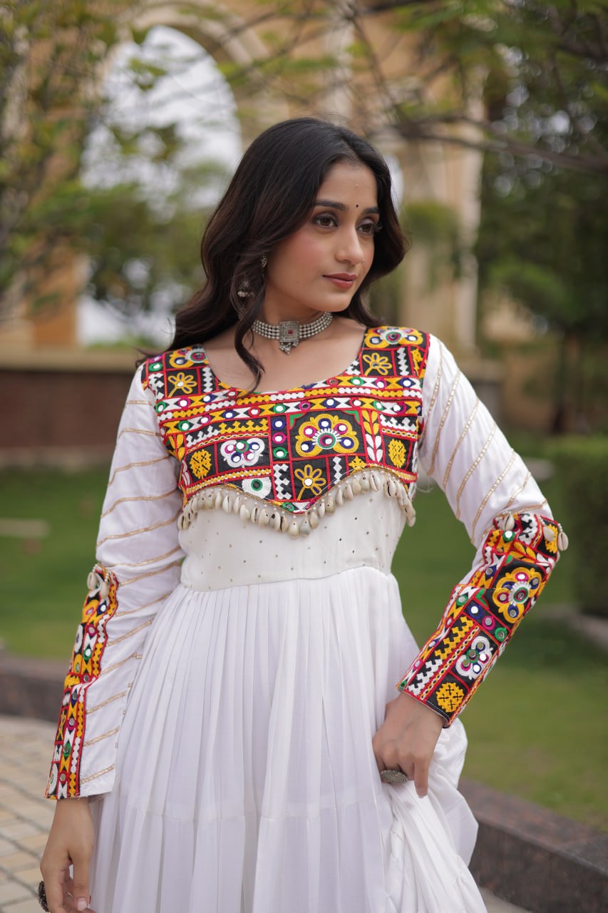 White Gown with Embroidery Work