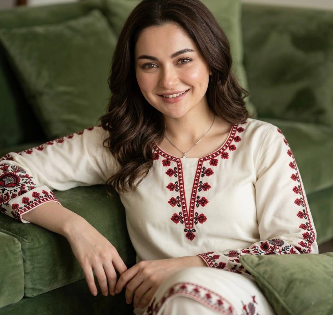 White Graceful Ethnic Satin plazzo Set