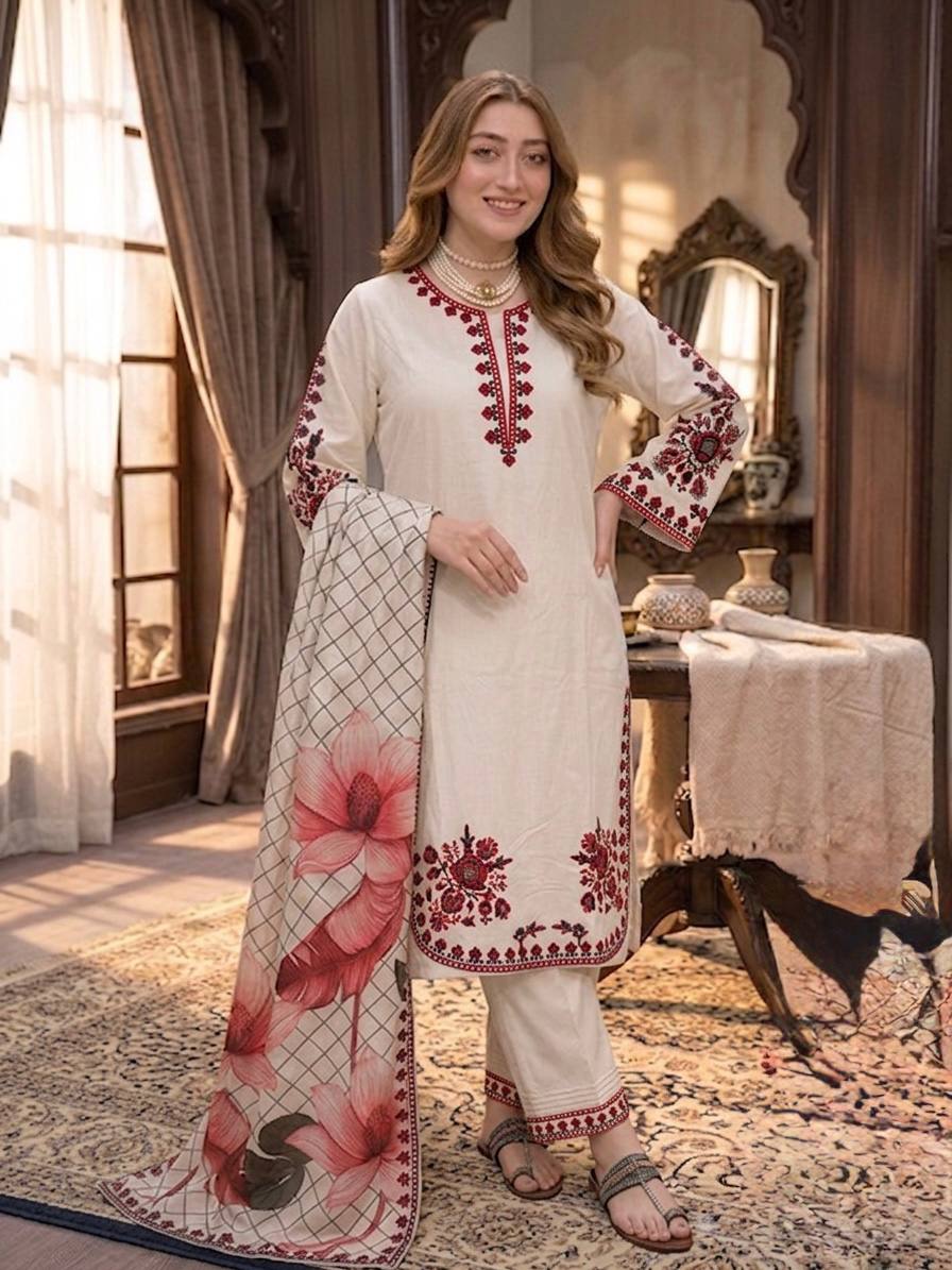 White Graceful Ethnic Satin plazzo Set