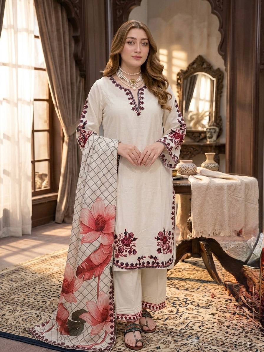 White Graceful Ethnic Satin plazzo Set