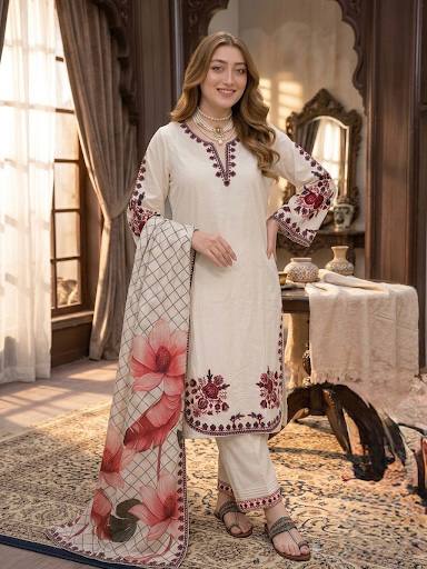 White Graceful Ethnic Satin plazzo Set