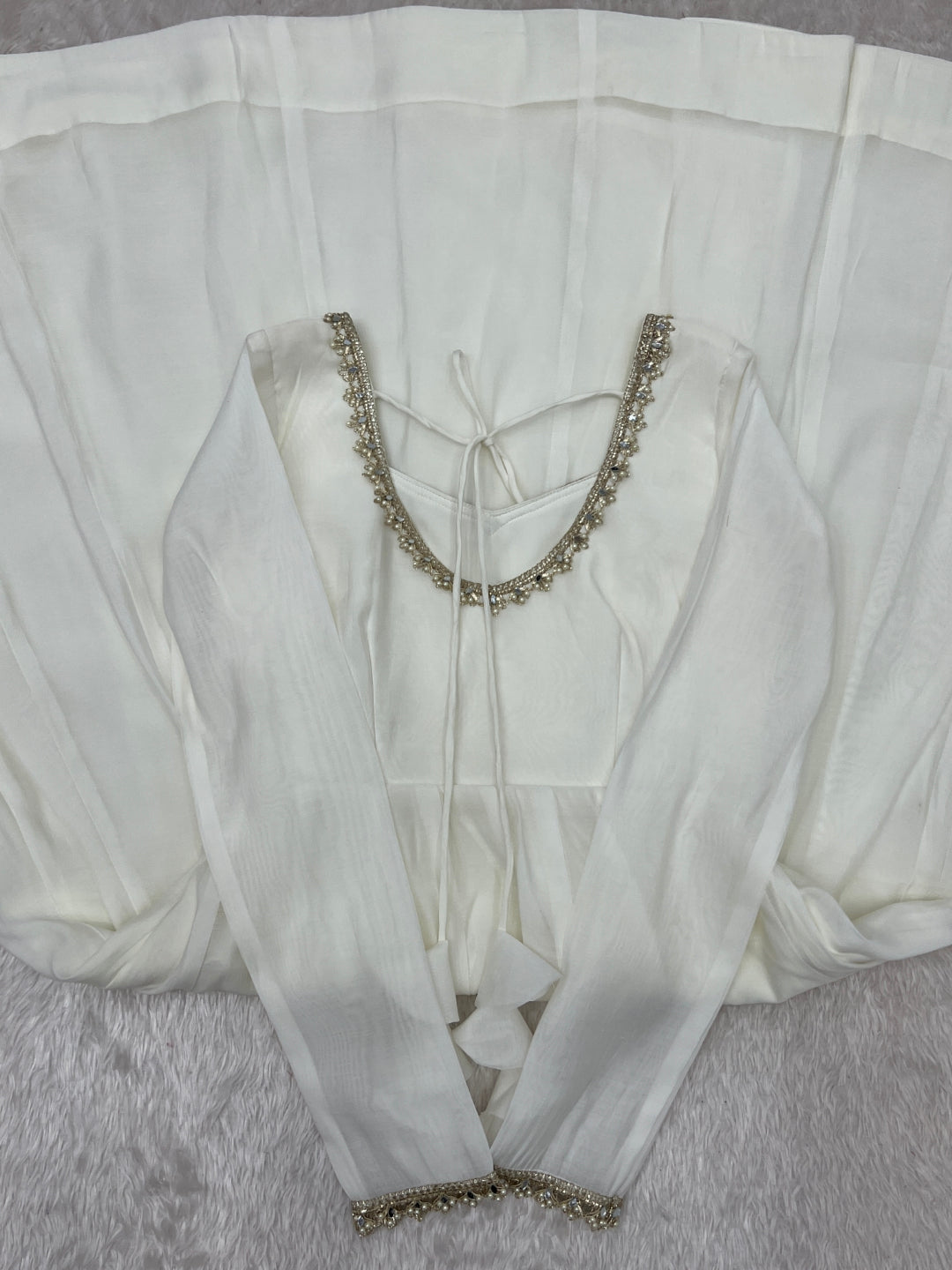 White Heavy Pure Mal Chanderi Anarkali Gown