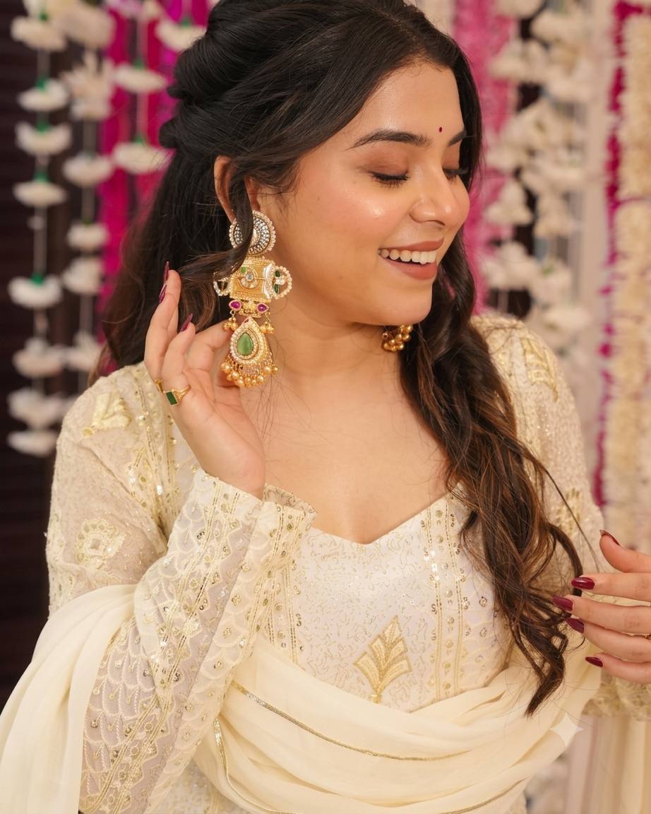 White Heavy Sequin Anarkali Suit