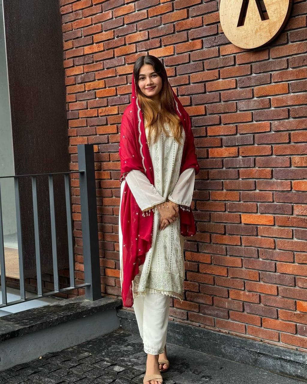 White Premium Designer Ready-Made Top, Palazzo, and Dupatta
