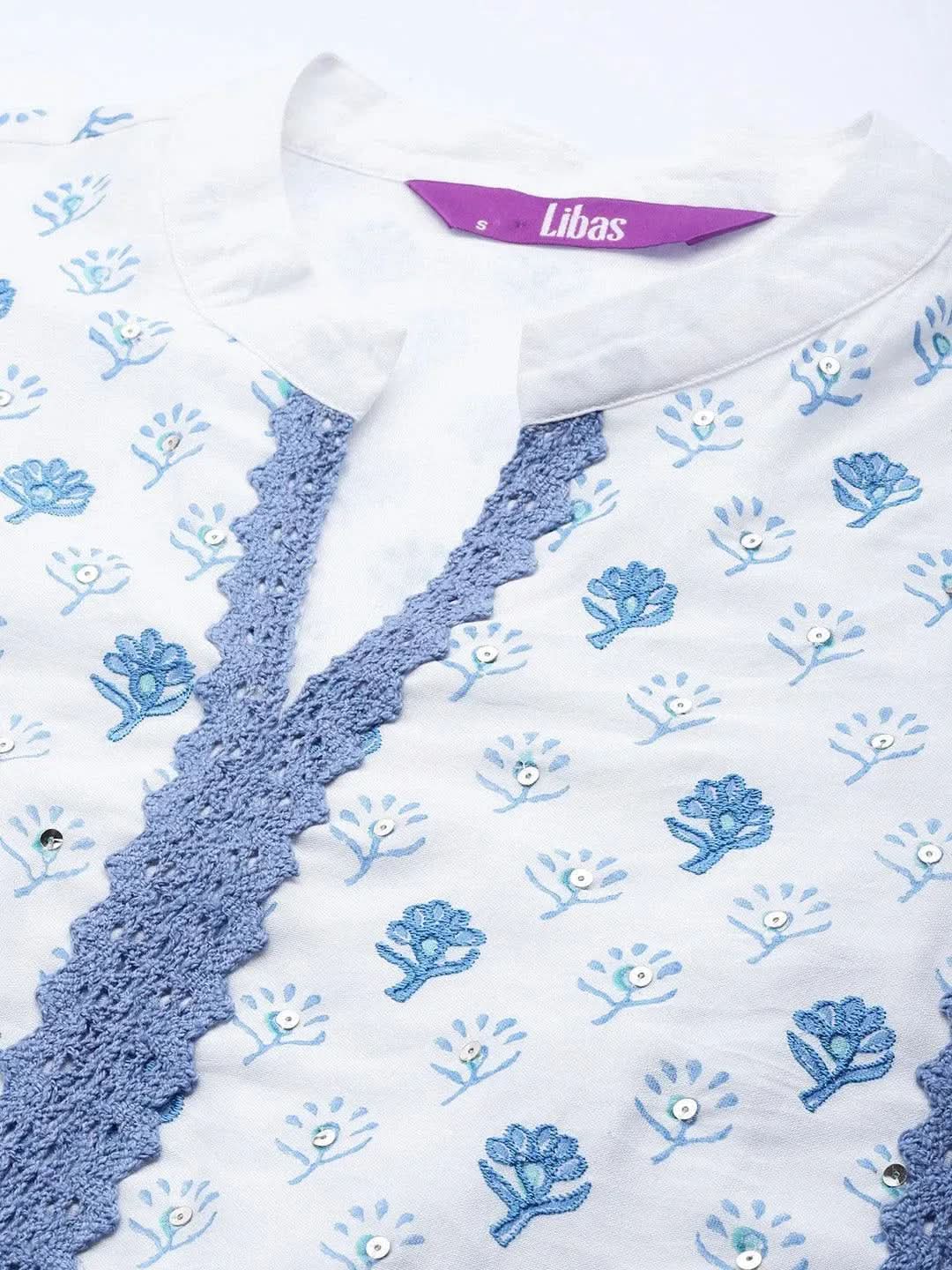 Mameraa White Printed Silk Straight Kurta With Dupatta