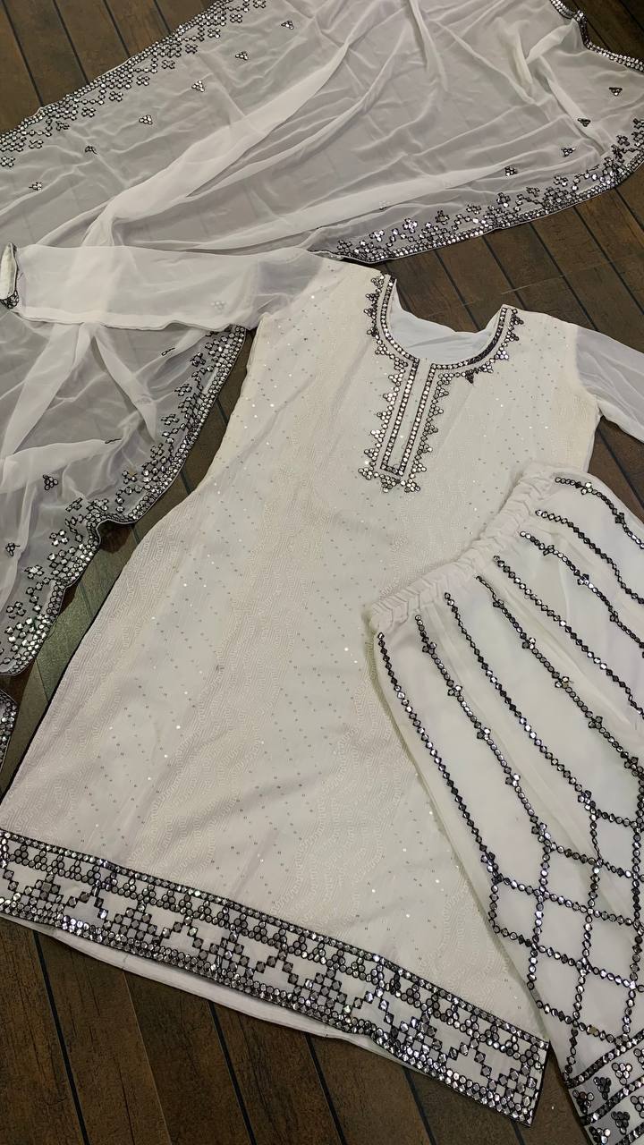 White Pristine White Elegance Georgette Set
