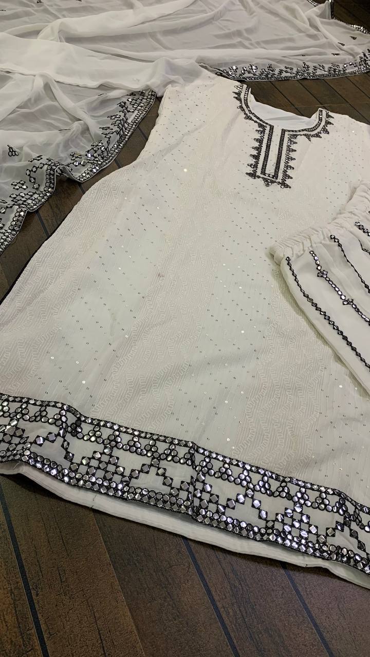 White Pristine White Elegance Georgette Set
