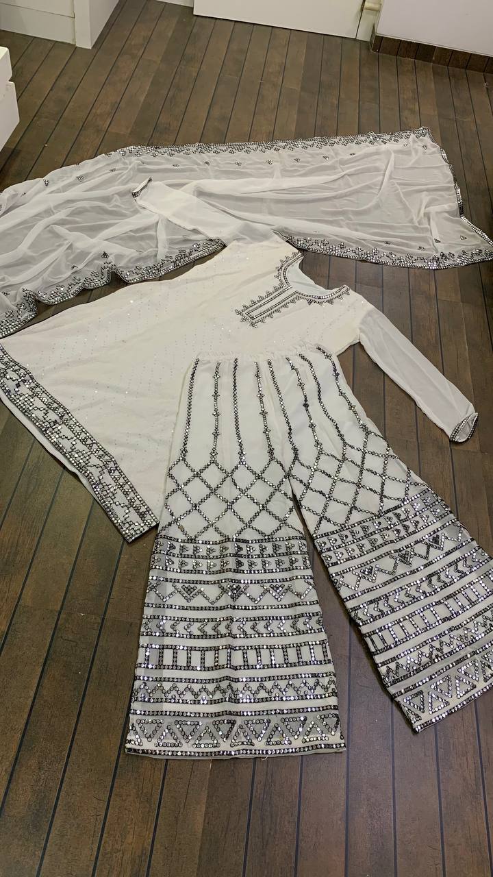 White Pristine White Elegance Georgette Set
