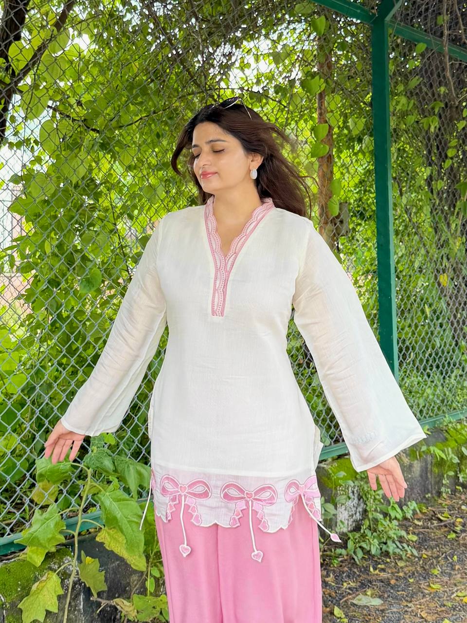 White Pur Roman Top & Palazzo Set