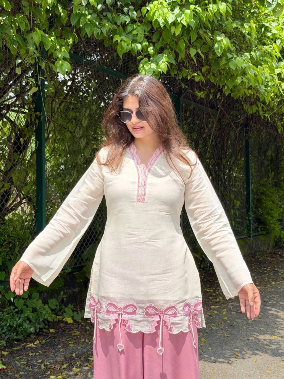 White Pur Roman Top & Palazzo Set