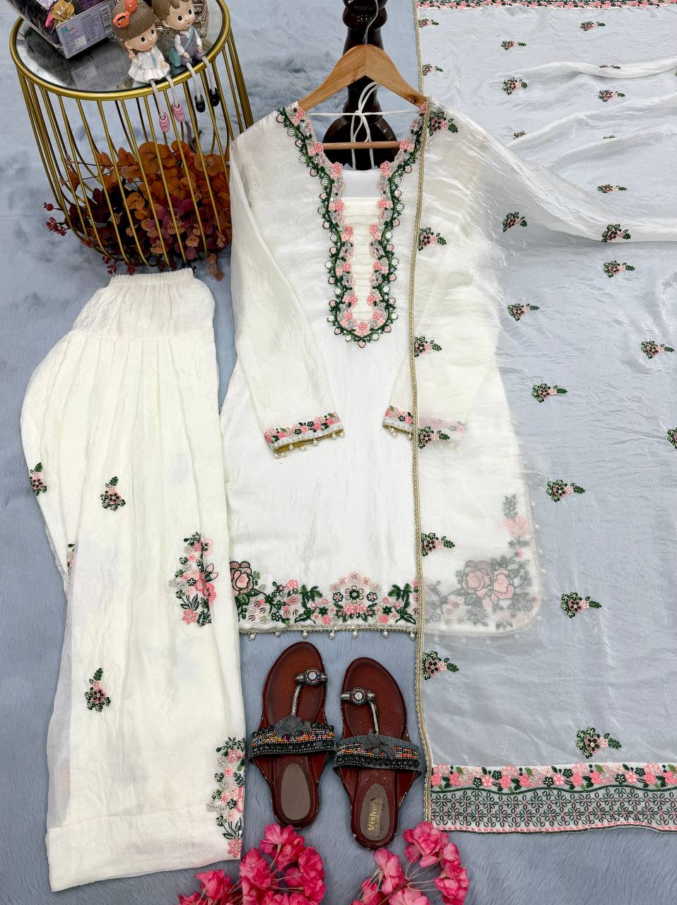 White Royal Farshi Palazzo Set
