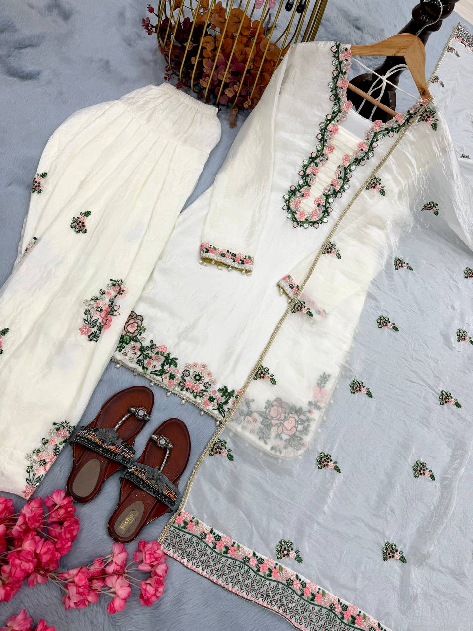 White Royal Farshi Palazzo Set