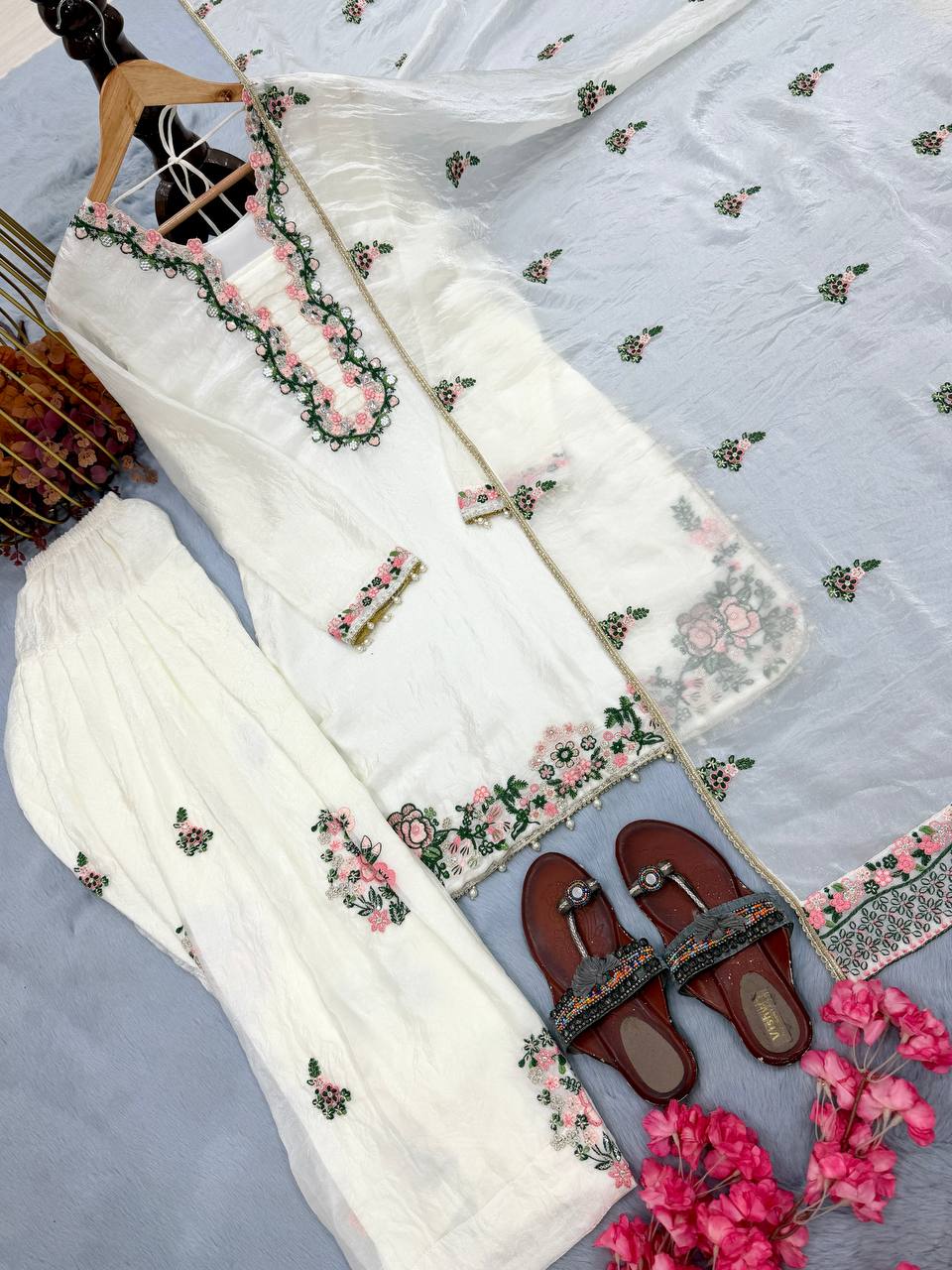 White Royal Farshi Palazzo Set