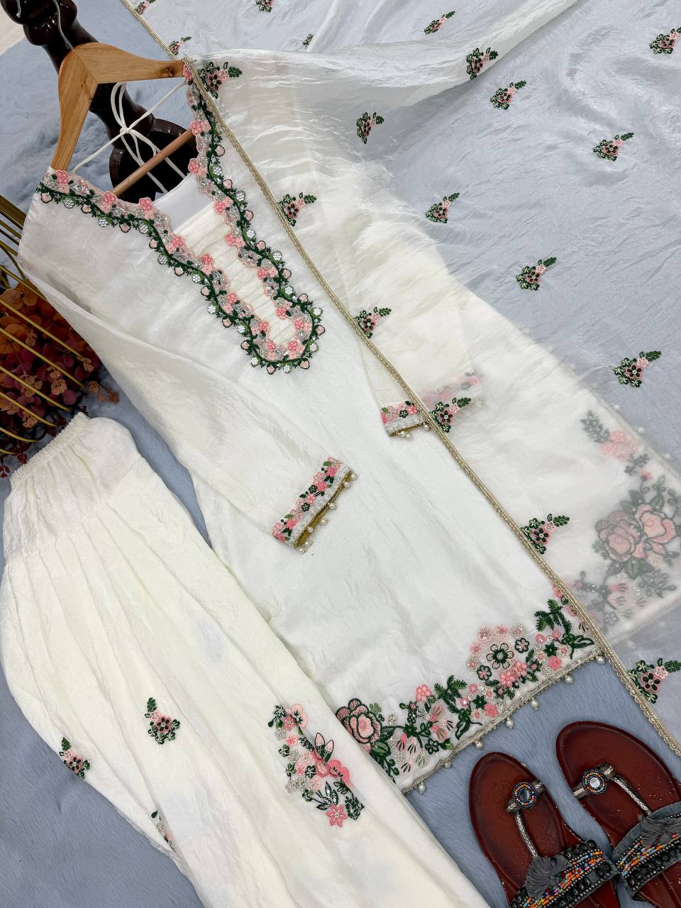 White Royal Farshi Palazzo Set