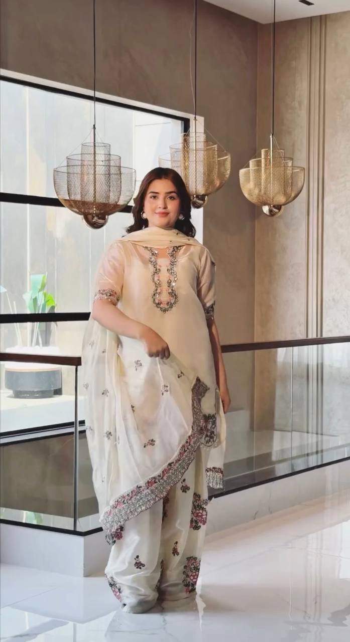 White Royal Farshi Palazzo Set
