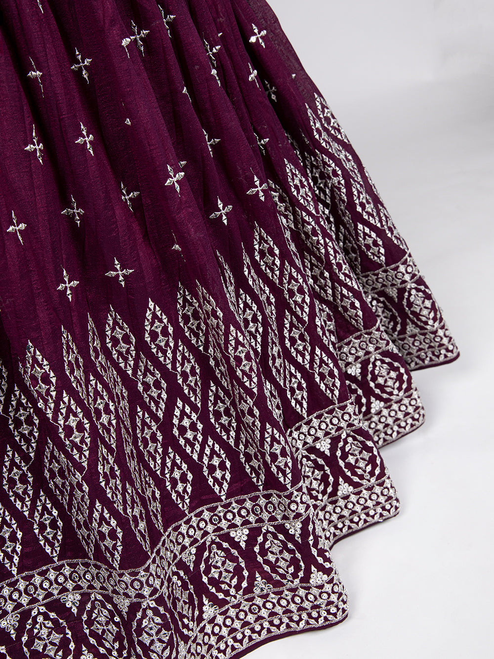 Wine Color Sequins Embroidery Work Neem Silk Lehenga Choli