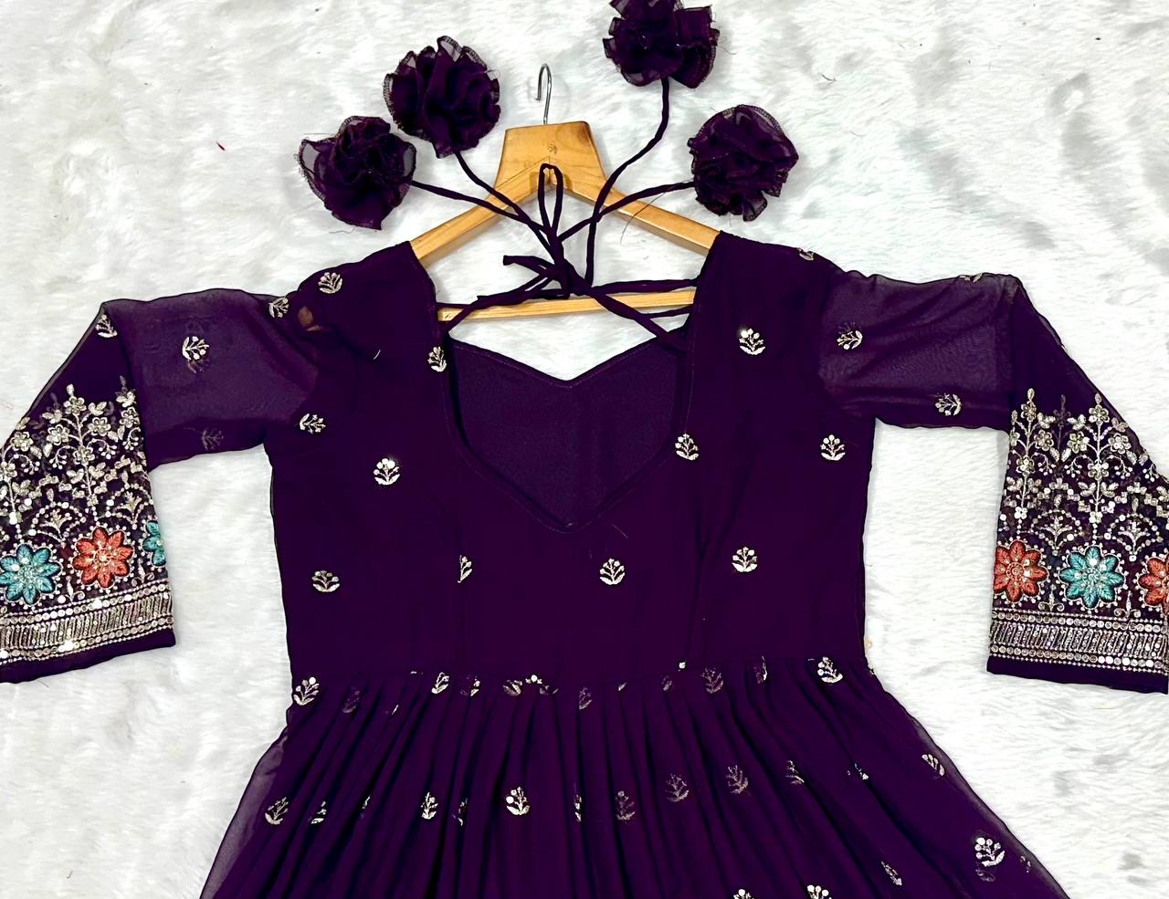 Purple Designer Luxury Anarkali Suit Set