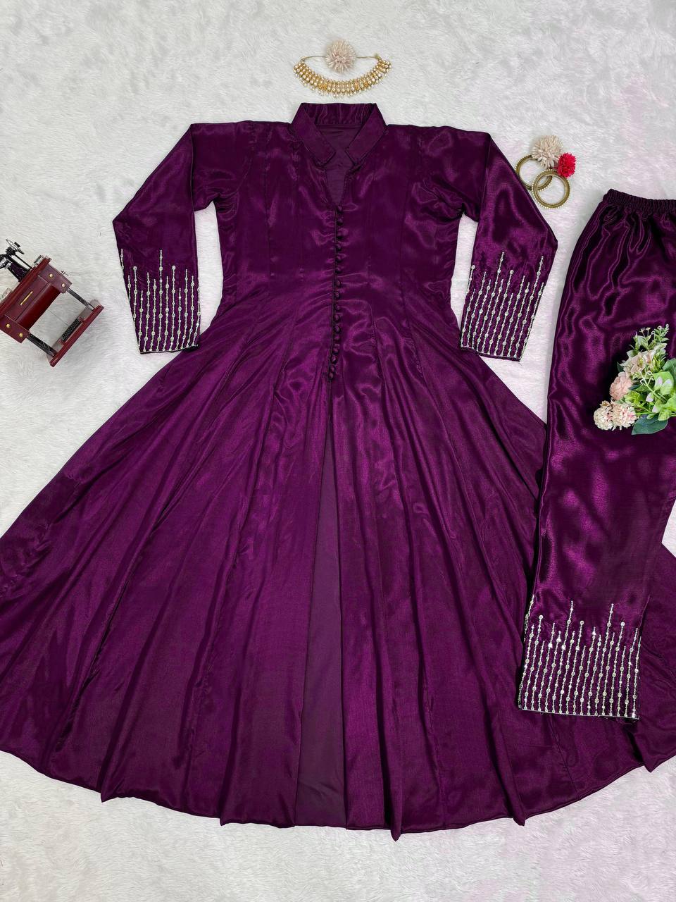 Wine Elegant Chinon Silk Ensemble – Perfect for Every Occasion!