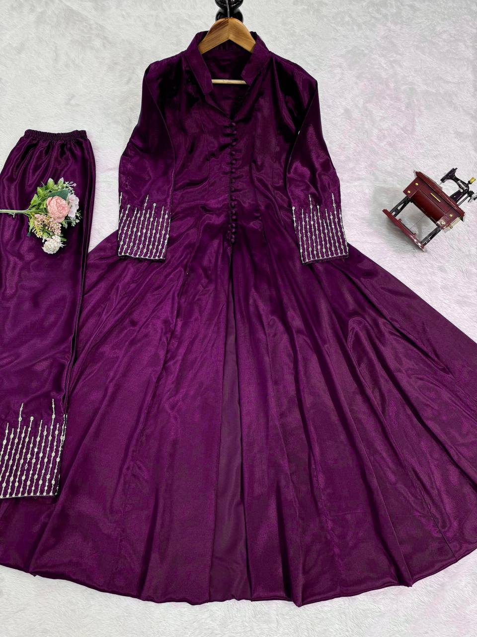 Wine Elegant Chinon Silk Ensemble – Perfect for Every Occasion!