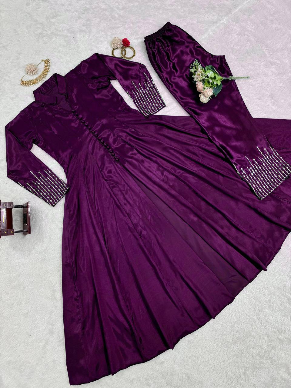 Wine Elegant Chinon Silk Ensemble – Perfect for Every Occasion!