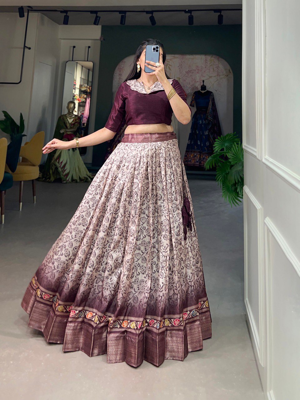 Captivating Wine Floral Co-ord Lehenga Set - Perfect for Weddings & Festive Occasions