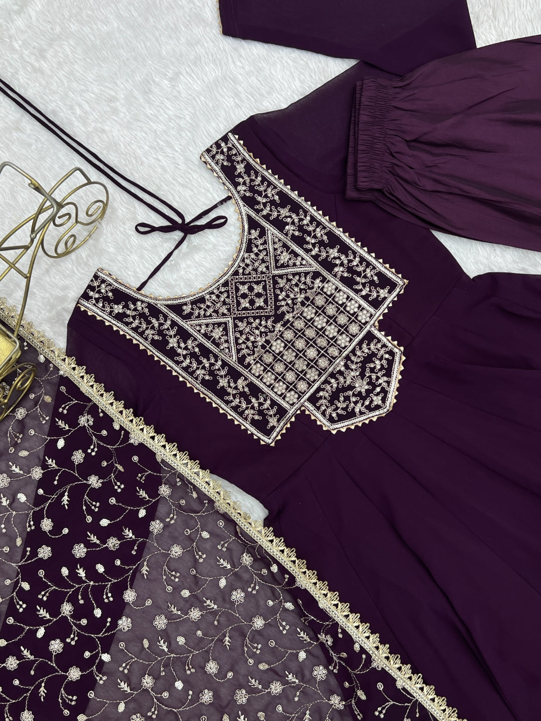Wine Georgette Anarkali Suit