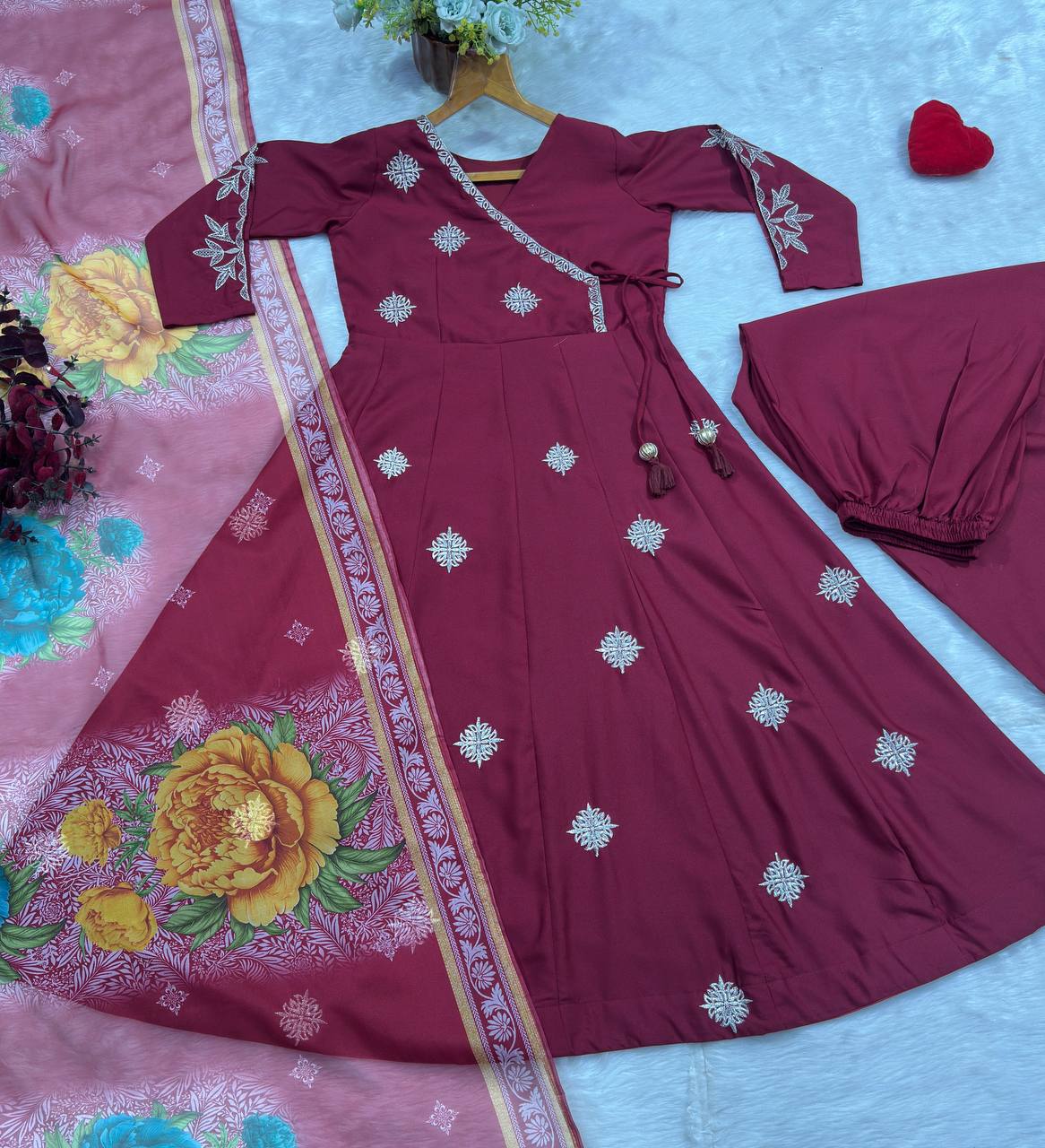 Wine Luxury Designer Anarkali Suit Set