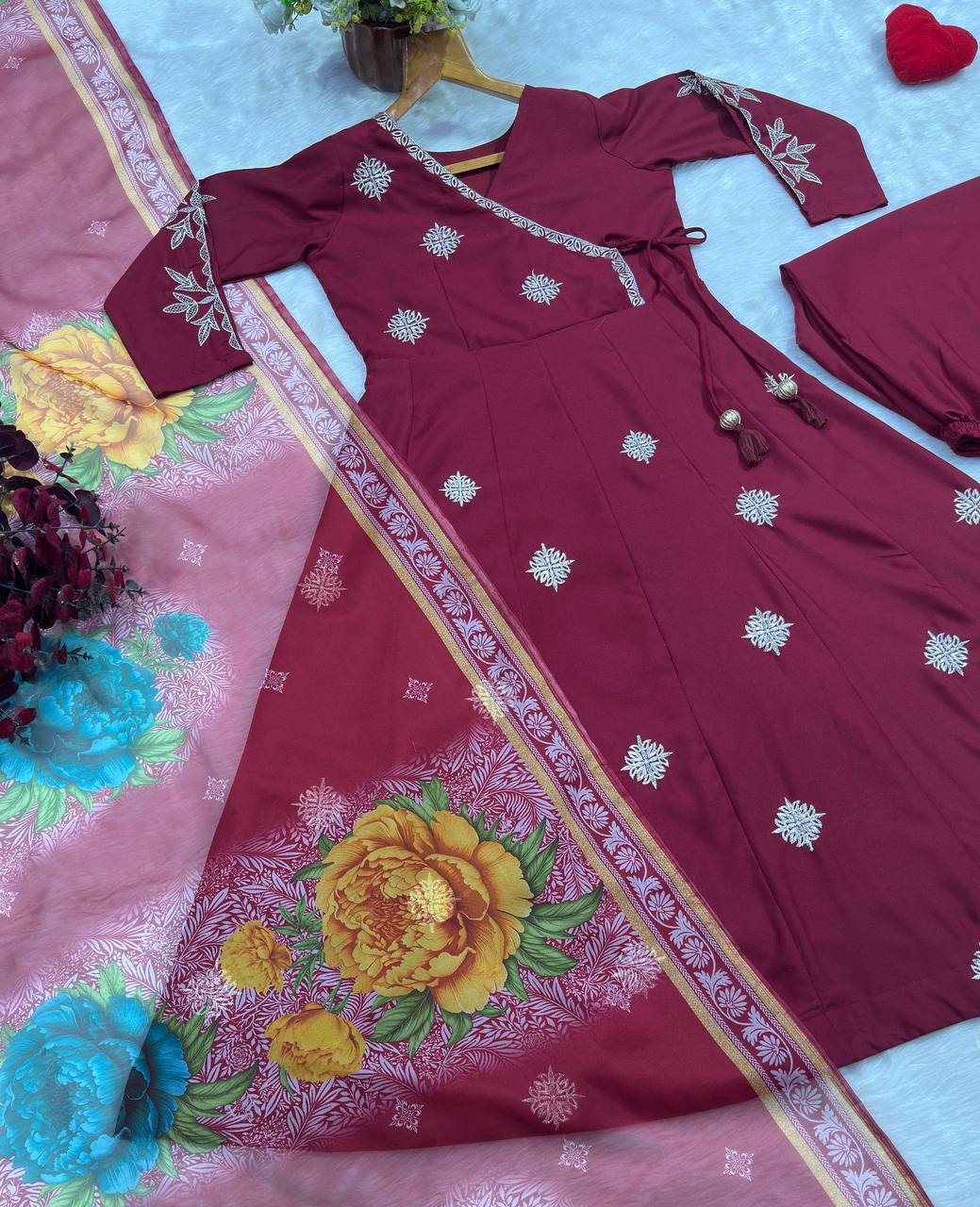 Wine Luxury Designer Anarkali Suit Set