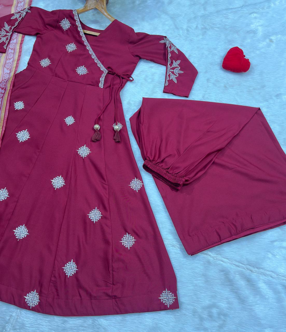 Wine Luxury Designer Anarkali Suit Set