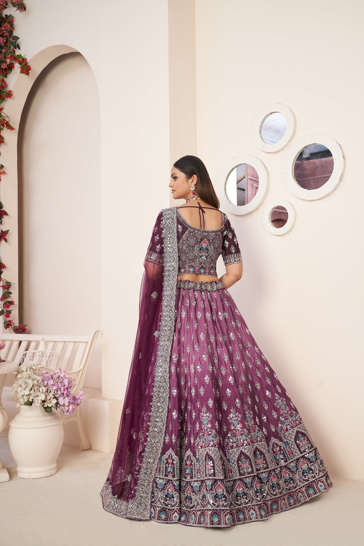 Wine Red Embroidered Lehenga Choli Set - Perfect for Parties