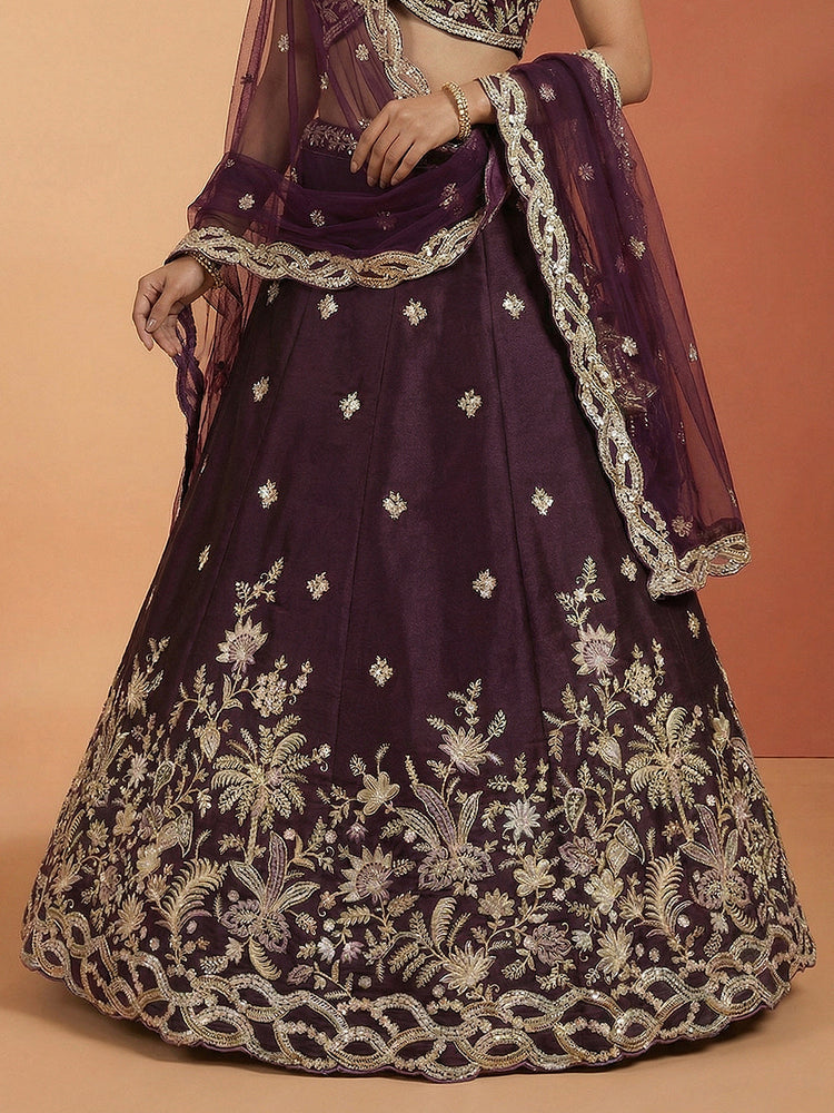 Tissue Beads with Embroidered Lehenga Choli with Dupatta