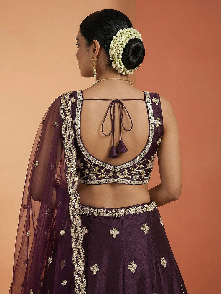 Tissue Beads with Embroidered Lehenga Choli with Dupatta