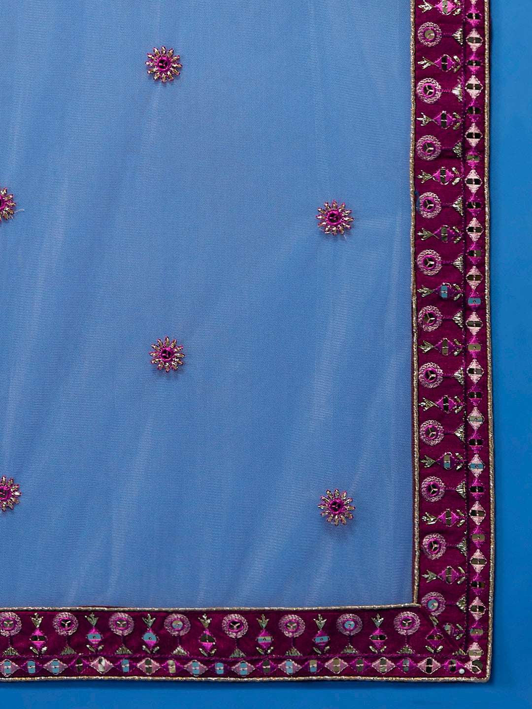 Women Burgundy Pure Georgette Sequinse Embroidered Semi-Stitched Lehenga & Blouse, Dupatta