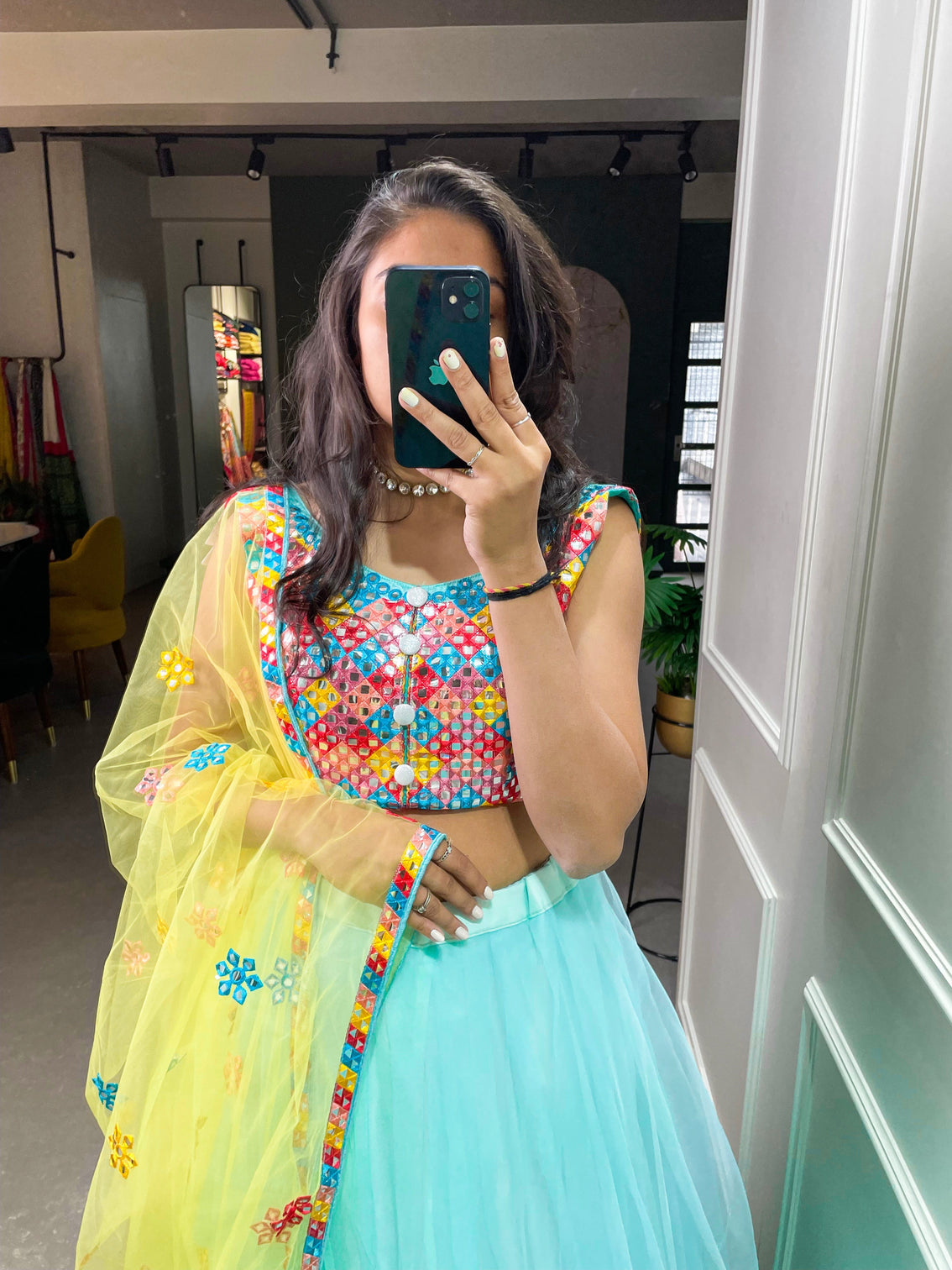 Sky Blue Color Plain Net Lehenga Choli