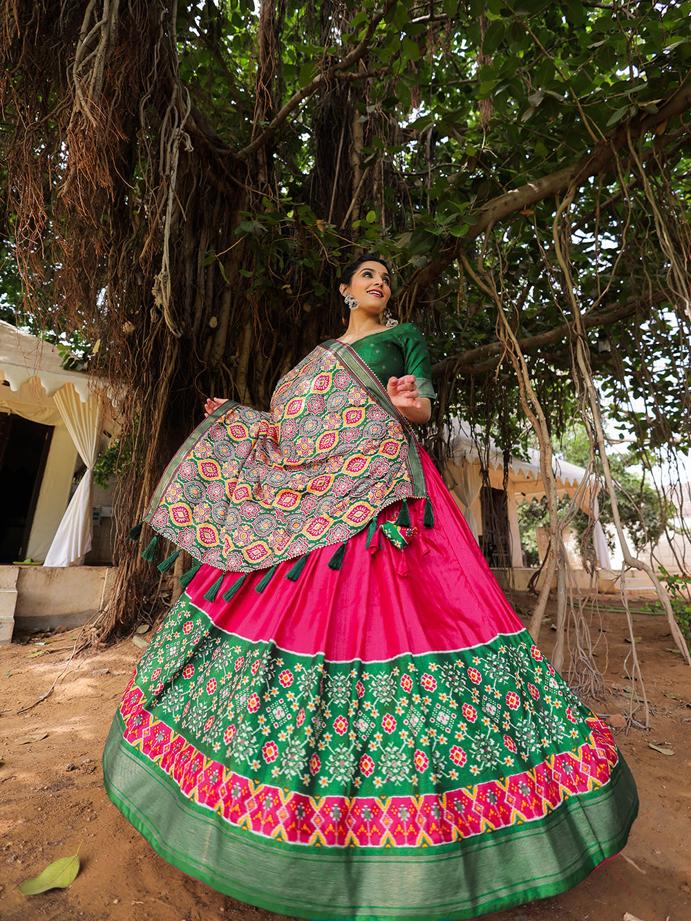 Pink Color Printed With Foil Work Dola Silk Lehenga Choli