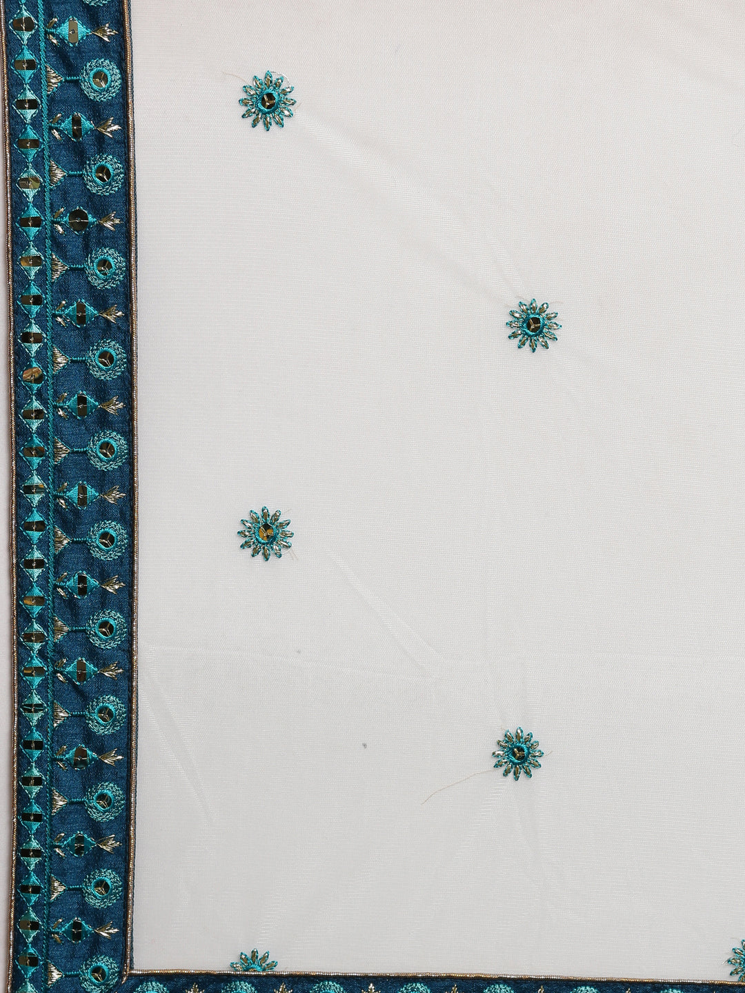 Women Teal Georgette Sequins Work Semi-Stitched Lehenga & Unstitched Blouse with Dupatta
