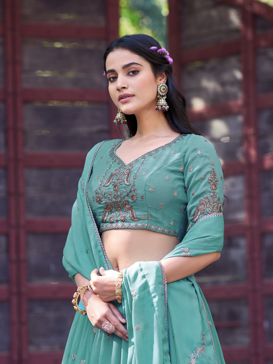 Wedding wear embroidery lehenga choli
