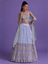Wonderful Lavender Sequins Net Engagement Wear Lehenga Choli