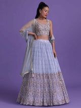 Wonderful Lavender Sequins Net Engagement Wear Lehenga Choli