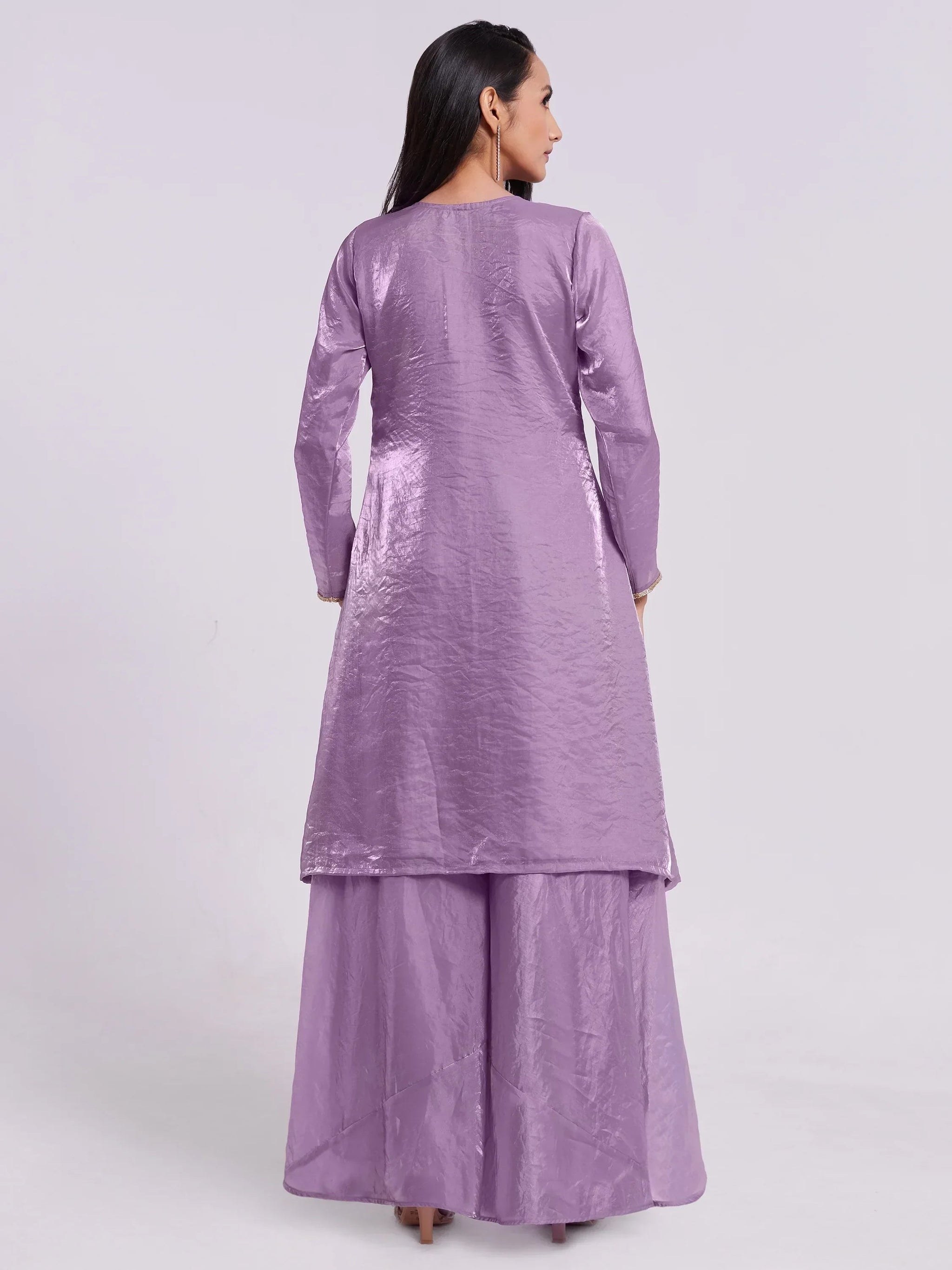 Wonderful Lilac Organza Designer Kurta With Palazzo Set