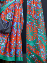 Wonderful Orange Printed Satin Festival Wear Saree With Blouse