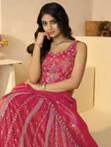 Wonderful Pink Sequins Silk Reception Wear Lehenga Choli With Dupatta