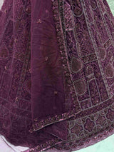Wonderful Purple Dori Embroidery Net Monochrome Lehenga Choli With Dupatta